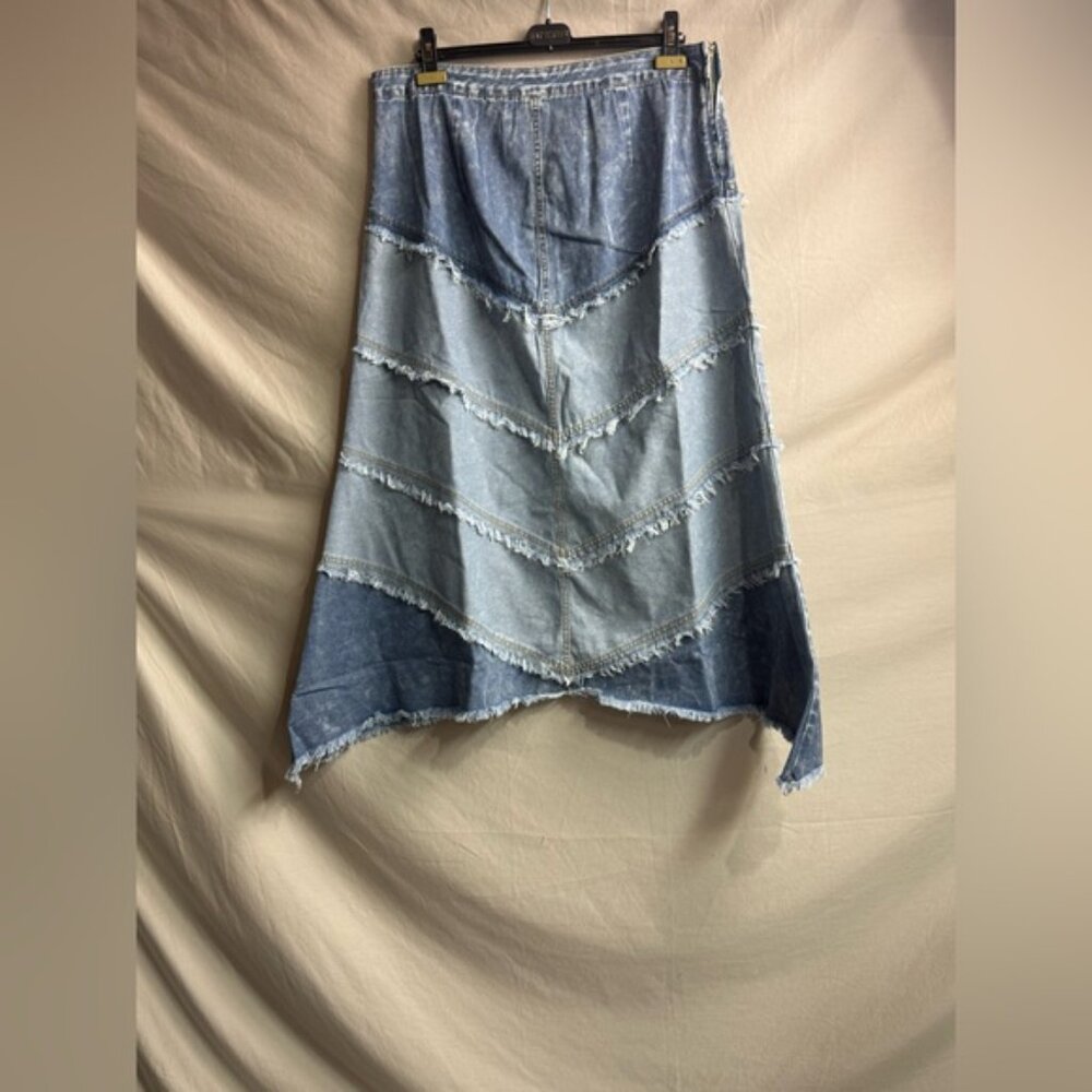 Long Denim Patchwork Skirt - Picture 8 of 8